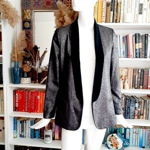 Mural Gray& Black Tuxedo Open Front Jacket